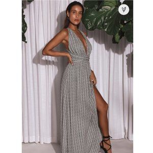 Casablanca Queen Black and White Print Maxi Dress